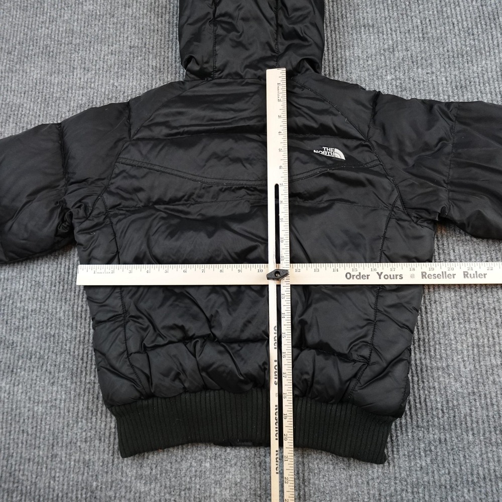 The North Face 550 Down Jacket Womens Small Black Hooded Quilted Puffer Full Zip - Picture 8 of 11